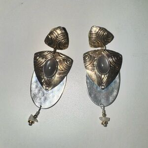 Artistic Gold and Silver Dangle Earrings